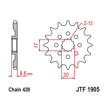 JT ZĘBATKA PRZEDNIA 2084 13 KTM SX 85 18-20, HUSQVARNA TC 85 18-20 (JTF1905.13)* (ŁAŃC. 428)