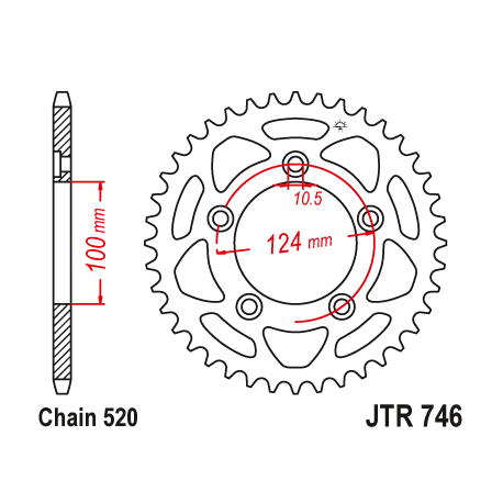 JT ZĘBATKA TYLNA 4444 39 DUCATI SCRAMBLER 1100 '18-'19 (444439JT) (ŁAŃC.520)