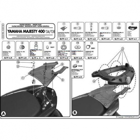 KAPPA STELAŻ KUFRA CENTRALNEGO YAMAHA MAJESTY 400 (04-14) ( Z PŁYTĄ MONOLOCK )