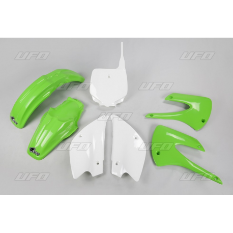 UFO KOMPLET PLASTIKÓW KAWASAKI KX 85 '01-'13 KOLOR OEM (KOLOR OEM KX85 '01-'09, KX85 '11-'12) (ZIELONY/BIAŁY) (KA207E999)