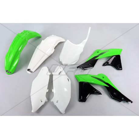 UFO KOMPLET PLASTIKÓW KAWASAKI KXF 250 '14-'15 KOLORY OEM (ZIELONY/BIAŁY/CZARNY)