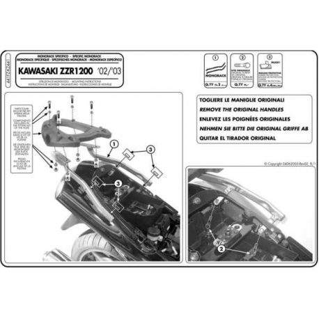 KAPPA STELAŻ KUFRA CENTRALNEGO KAWASAKI ZZR 1200 (02-05) ( BEZ PŁYTY )