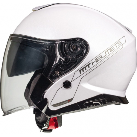 MT KASK (2021) OTWARTY JET Z BLENDĄ THUNDER 3 SV JET SOLID PEARL WHITE KOLOR BIAŁY POŁYSK ROZMIAR M