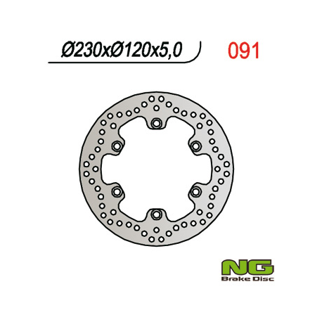 NG TARCZA HAMULCOWA TYŁ KAWASAKI KLR 650 '90-'07, KLE 500 '91-'07 (230X120X5) (6X10,5MM)