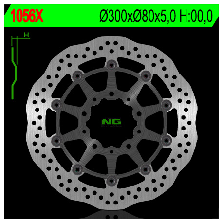 NG TARCZA HAMULCOWA PRZÓD KAWASAKI ZX6R '05-'16, ER6F/N '06-'17, KLE 650 VERSYS '07-'15, Z750, Z1000,ZX10R (300X80X5) (5X10,5MM)