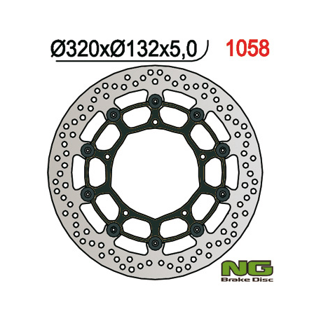 NG TARCZA HAMULCOWA PRZÓD YAMAHA YZF R1 '04-'06 / '15-'16, FZ1 '06-13, R6 '20-, V-MAX '09-16, MT-10 '16-21 (320X132X5MM) (5X8,5M