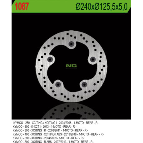 NG TARCZA HAMULCOWA TYŁ KYMCO XCITING 250/300/500 (240X125,5X5) (5X10,5MM)