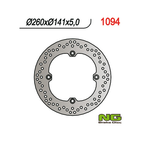 NG TARCZA HAMULCOWA TYŁ KAWASAKI, SUZUKI DL 650 '04-'20, DL 1050 '20, DL 1000 '02-'19 (260X141X5) (4X10.5 MM)