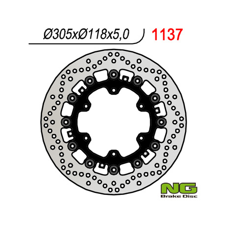 NG TARCZA HAMULCOWA PRZÓD BMW K1100LT/RS '89-00, R100GS/R '93-94, R1100R/RT/RS '92-01 (305x118x5MM) (6X9,0MM) PŁYWAJĄCA