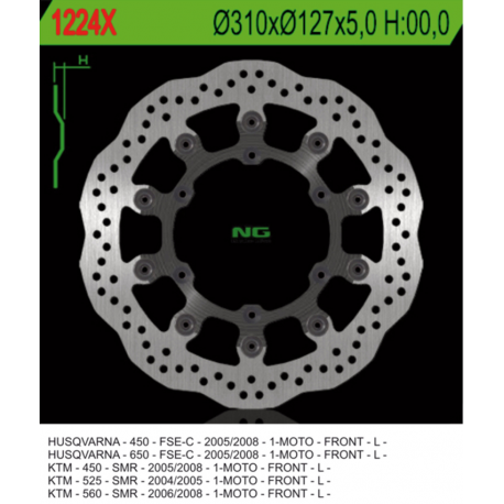 NG TARCZA HAMULCOWA PRZÓD KTM 450/525/560 SMR, HUSQVARNA (310X127X5) (6X6,5MM) WAVE