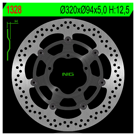 NG TARCZA HAMULCOWA PRZÓD HONDA VFR 1200F / DCT '10-'17 (320X94X5,0) (5X6,5MM) (BEZ ABS)