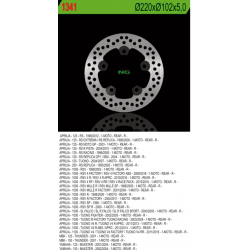 NG TARCZA HAMULCOWA TYŁ APRILIA RS 125, TUONO 1000, RSV 1000 (220X102X5 5 OTWORÓW)