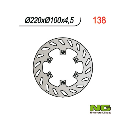 NG TARCZA HAMULCOWA TYŁ KAWASAKI KX 125 '89-'02, KX 250 '92-'95, KDX 200/220, KLX300/650R (220X100X4,5) (6X6,5MM)