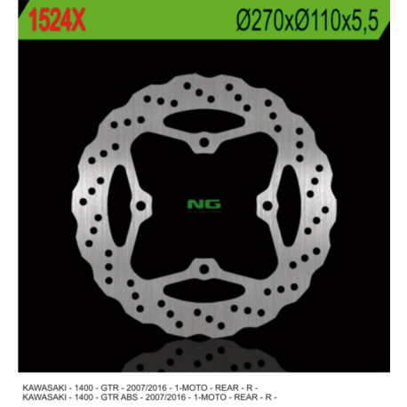 NG TARCZA HAMULCOWA TYŁ KAWASAKI GTR 1000 07-18(270X110X5,5MM) (4 OTWORY 10,5MM) WAVE