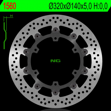 NG TARCZA HAMULCOWA PRZÓD APRILIA CAPONORD RALLY 1200 15-17 (320X140X5,0MM) (6X8,5MM)