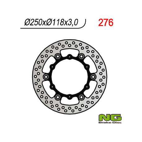 NG TARCZA HAMULCOWA PRZÓD YAMAHA YZ/YZF/WRF 01-19 PŁYWAJĄCA (250x118x3)(6X6,50MM), SUZUKI RM 125/250 '99-'10