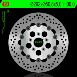 NG TARCZA HAMULCOWA PRZÓD HARLEY DAVIDSON 883/1200/1340/1450 (PŁYWAJĄCA) (292X50,8X5) (5X8,5MM)