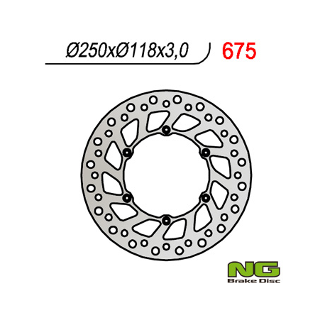 NG TARCZA HAMULCOWA PRZÓD SUZUKI RM/RMZ 250/DRZ, YAMAHA YZ/YZF/WR 02-19 (250X118X3) (6X6,5MM) - ZASTĘPUJE NG854