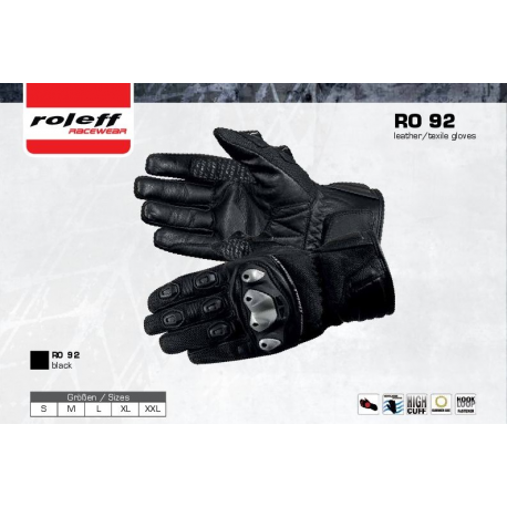 ROLEFF (2021) RĘKAWICE TEKSTYLNE LETNIE MODEL RO92 KOLOR CZARNY ROZMIAR L