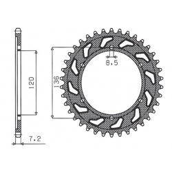 SUNSTAR ZĘBATKA TYLNA 4324 57 YAMAHA TDR 125 '93-'99 (JTR1847.57) (ŁAŃC. 428) (432457JT)