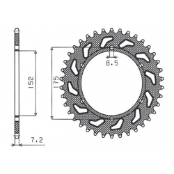 SUNSTAR ZĘBATKA TYLNA 844 52 YAMAHA DT 125R/RE 99-06 (JTR839.52) (ŁAŃC. 428) (84452JT)