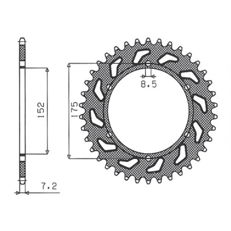 SUNSTAR ZĘBATKA TYLNA 844 52 YAMAHA DT 125R/RE 99-06 (JTR839.52) (ŁAŃC. 428) (84452JT)