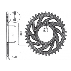 SUNSTAR ZĘBATKA TYLNA 714 43 APRILIA RS 125 '93-'05 (JTR701.43)* (ŁAŃC. 520) (71443JT)