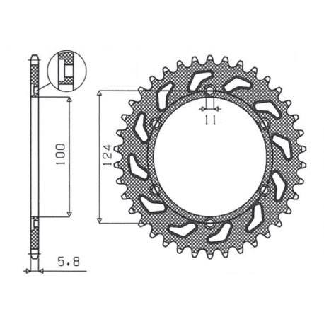 SUNSTAR ZĘBATKA TYLNA 1027 42 DUCATI MONSTER 695 '08, MONSTER 800 '03-'04 (JTR735.42) (ŁAŃC. 520) (102742JT)