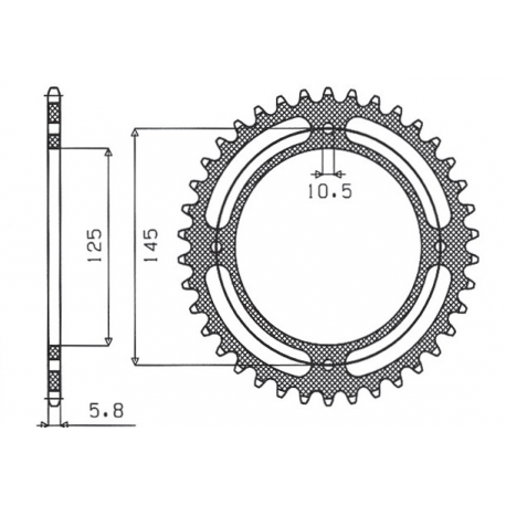 SUNSTAR ZĘBATKA TYLNA 857 39 YAMAHA XT 600 '83-94, XT 600Z TENERE 84-89 (JTR857.39) (ŁAŃC. 520) (85739JT)