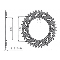 SUNSTAR ZĘBATKA TYLNA 899 43 KTM SX/EXC (JTR897.43) (ŁAŃC. 520) (89943JT)