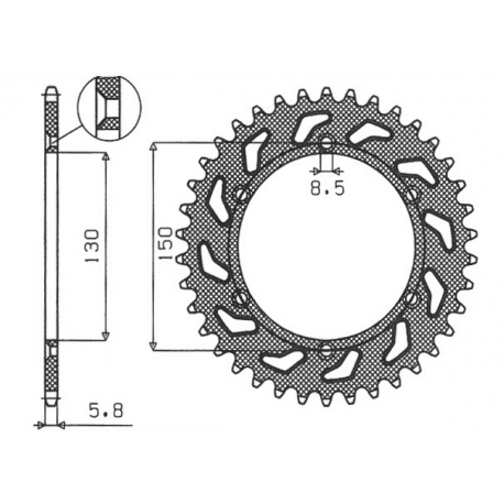 SUNSTAR ZĘBATKA TYLNA 270 48 YAMAHA YZ/YZF/WRF '99-'20 (JTR251.48) (ŁAŃC. 520) (27048JT)