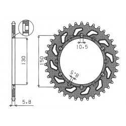 SUNSTAR ZĘBATKA TYLNA 236 46 / 245 46 HONDA NX 650 95-01, YAMAHA XJ 6 09-15, YAMAHA WR 250R '08-'10 (JTR245/2.46) (JTR245/3.46)