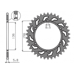 SUNSTAR ZĘBATKA TYLNA 702 43 HUSQVARNA SM 610 (08-09), SUZUKI DR350 (90-03), RGV 250 (91-96) (JTR822.43) (ŁAŃC. 520) (70243JT)