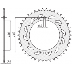 SUNSTAR ZĘBATKA TYLNA 3552 42 APRILIA PEGASO 600 '90-'93, PEGASO 650 '92-'04, BMW F650 '92-'04 (JTR5.42)* (ŁAŃC.520) (355242JT)