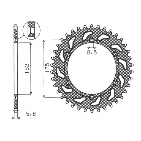 SUNSTAR ZĘBATKA TYLNA 856 48 YAMAHA TT600 R '98-'03, TT600S '93-'95 (JTR853.48) (ŁAŃC. 520) (85648JT)