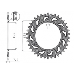 SUNSTAR ZĘBATKA TYLNA 4366 39 DUCATI MONSTER 1000 '03-'05 (JTR745.39)* (ŁAŃC. 525) (436639JT)