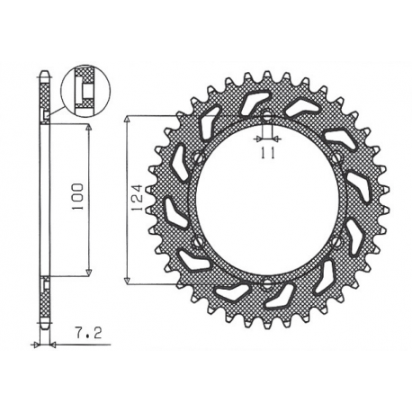 SUNSTAR ZĘBATKA TYLNA 4366 39 DUCATI MONSTER 1000 '03-'05 (JTR745.39)* (ŁAŃC. 525) (436639JT)