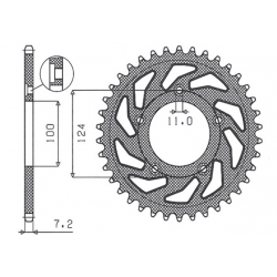 SUNSTAR ZĘBATKA TYLNA 4443 38 DUCATI 749 '03-'06 (JTR744.38) (ŁAŃC. 525) (444338JT)