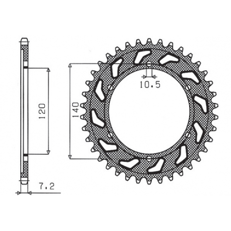 SUNSTAR ZĘBATKA TYLNA 5301 44 SUZUKI GSXR 750 98-99 (JTR498.44) (ŁAŃC. 525) (530144JT)