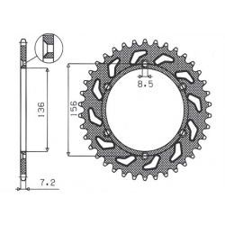 SUNSTAR ZĘBATKA TYLNA 4365 41 SUZUKI DR 650 SE '96-'12 (JTR1791.41) (ŁAŃC. 525) (436541JT)