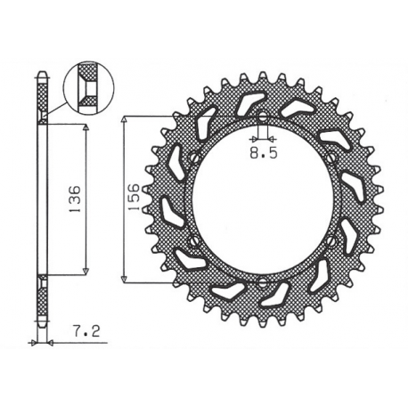 SUNSTAR ZĘBATKA TYLNA 4365 43 SUZUKI DR 650 SE '96-'12 (JTR1791.43) (ŁAŃC. 525) (436543JT)