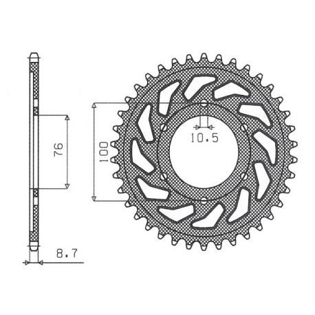 SUNSTAR ZĘBATKA TYLNA 825 43 / 816 43 SUZUKI GSXR1100, GSXR750 (92-95) (JTR816.43) (ŁAŃC. 530) (81643JT)