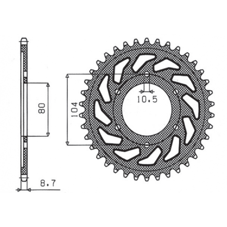 SUNSTAR ZĘBATKA TYLNA 488 42 KAWASAKI ZRX 1200 R/S 01-06, ZXR 750 91-92 (JTR488.42) (ŁAŃC. 530) (48842JT)