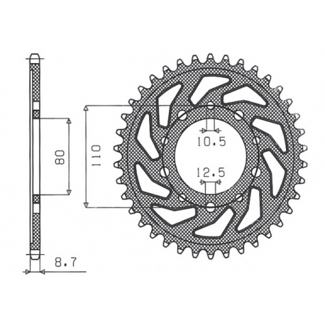 SUNSTAR ZĘBATKA TYLNA 334 42 HONDA CBR 1000F '93-'98, CB 1000, CBX 1000 (JTR1334.42) (ŁAŃC. 530) (33442JT)