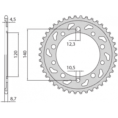 SUNSTAR ZĘBATKA TYLNA 4409 43 SUZUKI GSF 1250 '06-'16, GSXR 1000/1300 (JTR1800.43) (ŁAŃC. 530) (440943JT)