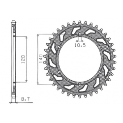 SUNSTAR ZĘBATKA TYLNA 498 43 SUZUKI GSXR 750 SRAD (96-97) (JTR499.43) (ŁAŃC. 530) (49843JT)