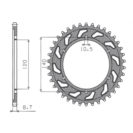 SUNSTAR ZĘBATKA TYLNA 498 45 KAWASAKI ZZR 600 90-92 (JTR499.45) (ŁAŃC. 530) (49845JT)