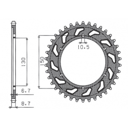 SUNSTAR ZĘBATKA TYLNA 860 38 YAMAHA XJR 1200/1300 95-01 (JTR859.38) (ŁAŃC. 530) (86038JT)