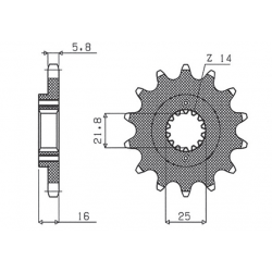 SUNSTAR ZĘBATKA PRZEDNIA 490 14 DUCATI MONSTER 600/750/900 (JTF736.14) (ŁAŃC. 520) (49014JT)