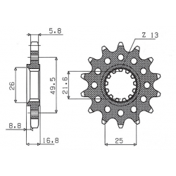 SUNSTAR ZĘBATKA PRZEDNIA 2093M 14 KAWASAKI ZX6R '03-'06 (JTF1307.14) (ŁAŃC. 520) (2093M14JT)